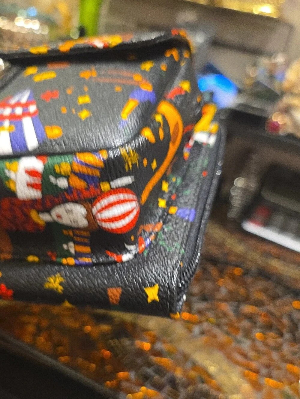 Black Carnival Print Crossbody Bag